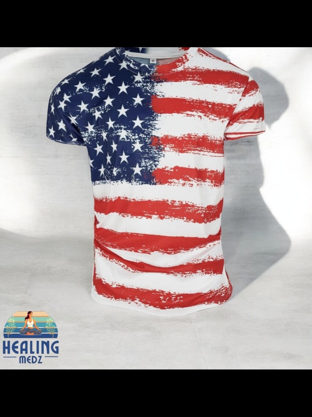 Men's Short Sleeve Patriotic American Design with Eagle and Flag Premium T-Shirt